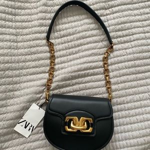 Zara fax leather black new with tag